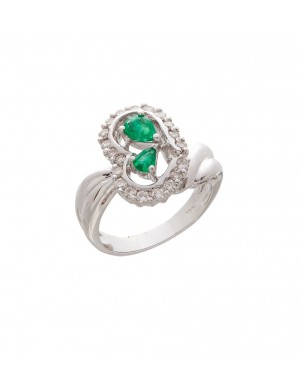 0.40ct Emerald 18K Gold Diamond Ring