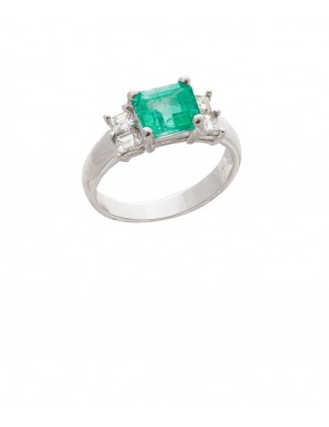 1.38ct Emerald 18K Gold Diamond Ring