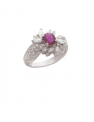 0.86ct Ruby 18K Yellow Gold Diamond Ring