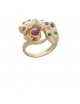 0.47ct Ruby 18K Gold Emerald Diamond Ring