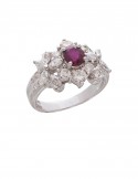 0.86ct Ruby 18K Gold Diamond Ring