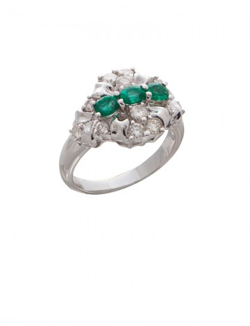 0.58ct Emerald 18K Gold Diamond Ring