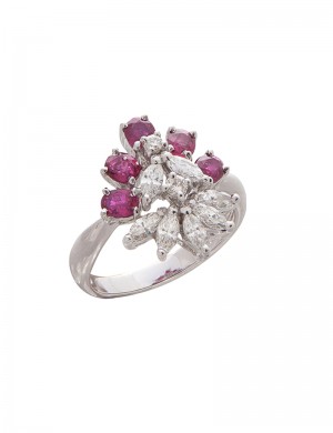 1.24ct Ruby 18K Yellow Gold Diamond Ring