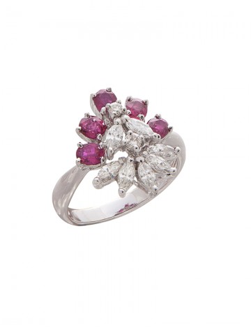 1.24ct Ruby 18K Yellow Gold Diamond Ring