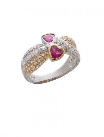 0.89ct Ruby 18K Gold Diamond Ring