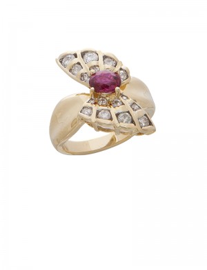 0.82ct Ruby 18K Gold Diamond Ring