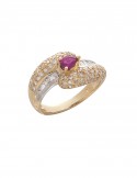 0.38ct Ruby 18K Yellow Gold Diamond Ring