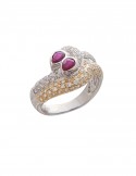 0.55ct Ruby 18K White and Yellow Gold Diamond Ring