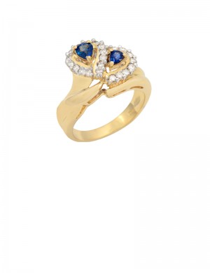 0.53ct Blue Sapphire 18K Gold Diamond Ring