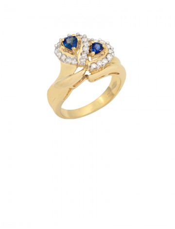 0.53ct Blue Sapphire 18K Gold Diamond Ring