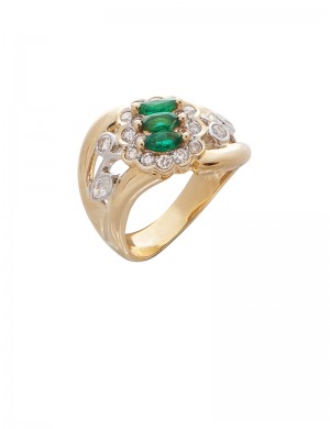 0.44ct Emerald 18K Gold Diamond Ring