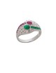 0.80ct Ruby & Emerald 18K Gold Diamond Ring