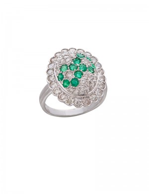 0.72ct Emerald 18K Gold Diamond Ring