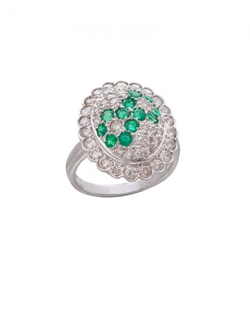 0.72ct Emerald 18K Gold Diamond Ring