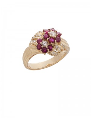 1.03ct Ruby 18K Gold Diamond Ring