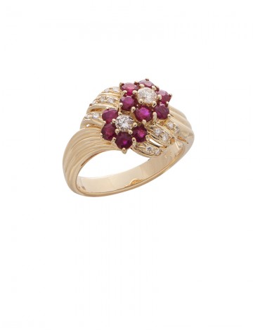 1.03ct Ruby 18K Gold Diamond Ring