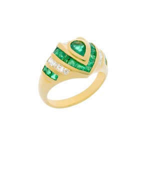 0.40ct Emerald 18K Gold Diamond Ring
