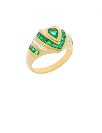 0.40ct Emerald 18K Gold Diamond Ring