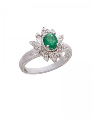 0.60ct Emerald 18K Gold Diamond Ring