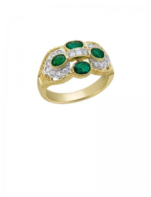 0.78ct Emerald 18K Gold Diamond Ring