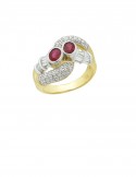 0.66ct Ruby 18K Gold Diamond Ring