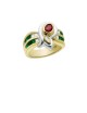 0.50ct Ruby 18K Gold Diamond Emerald Ring