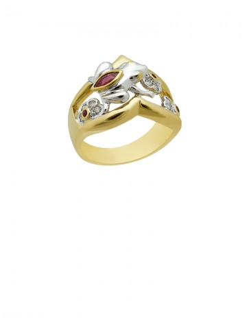 0.21ct Ruby 18K Gold Diamond Ring