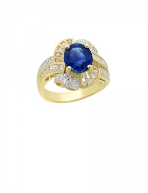 2.61ct Blue Sapphire 18K Gold Diamond Ring