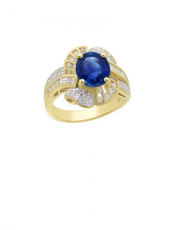 2.61ct Blue Sapphire 18K Gold Diamond Ring