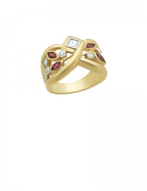 0.67ct Ruby 18K Gold Diamond Ring