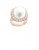15.5mm Baroque Pearl in 18K Gold Diamond Ring