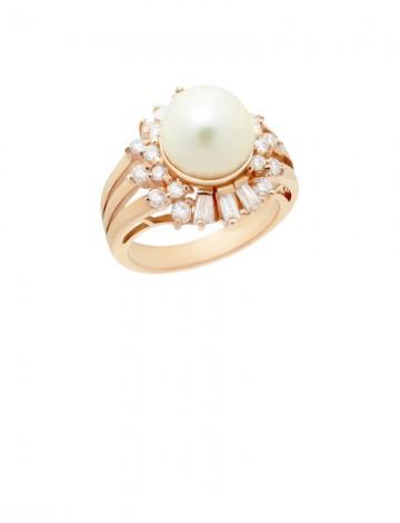 9.5mm Culture Pearl 18K Gold Ring