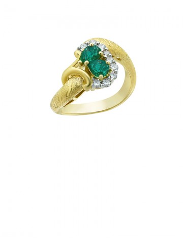 0.29ct Emerald 18K Gold Diamond Ring