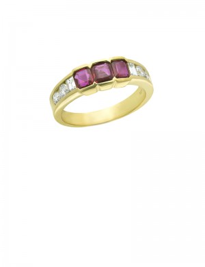 1.35ct Ruby 18K Gold Diamond Ring