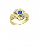 0.49ct Blue Sapphire 18K Gold Diamond Ring