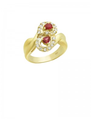 0.38ct Ruby 18K Gold Diamond Ring