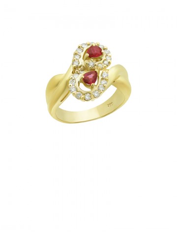 0.38ct Ruby 18K Gold Diamond Ring