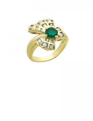 0.38ct Emerald 18K Gold Diamond Ring