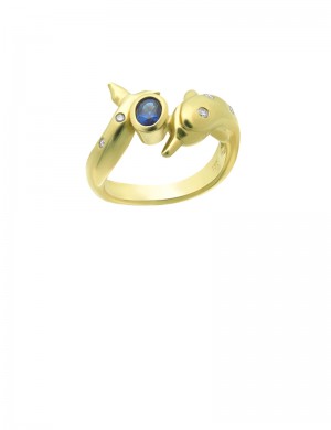 0.40ct Blue Sapphire 18K Gold Diamond Ring