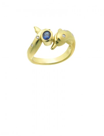 0.40ct Blue Sapphire 18K Gold Diamond Ring