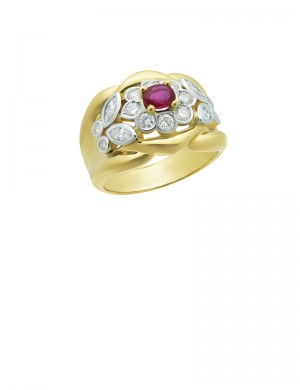 0.40ct Ruby 18K Gold Diamond Ring