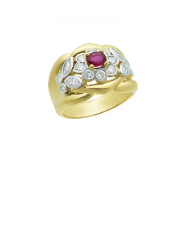 0.40ct Ruby 18K Gold Diamond Ring