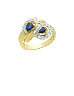 0.66ct Blue Sapphire 18K Gold Diamond Ring