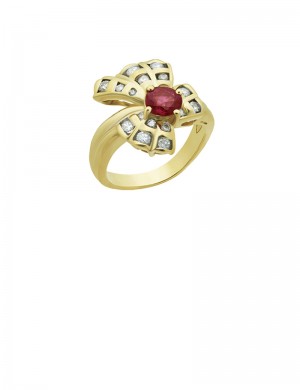 0.84ct Ruby 18K Gold Diamond Ring