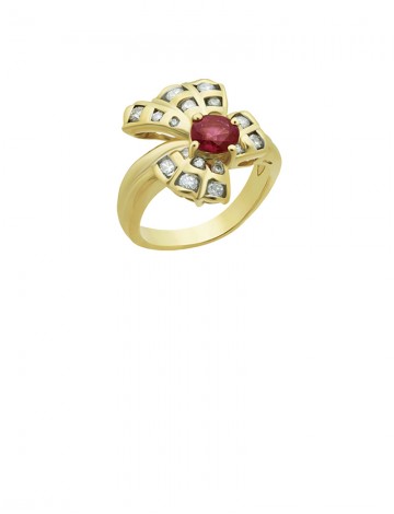 0.84ct Ruby 18K Gold Diamond Ring