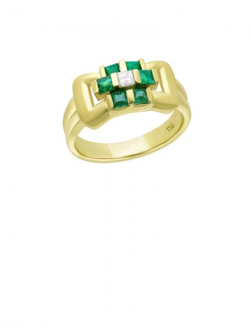 0.61ct Emerald 18K Gold Diamond Ring