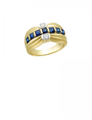 1.22ct Blue Sapphire 18K Gold Diamond Ring