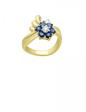 1.11ct Blue Sapphire 18K Gold Diamond Ring 