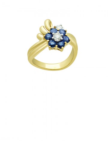 1.11ct Blue Sapphire 18K Gold Diamond Ring 