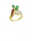 1.28ct Ruby & Emerald 18K Gold Diamond Ring